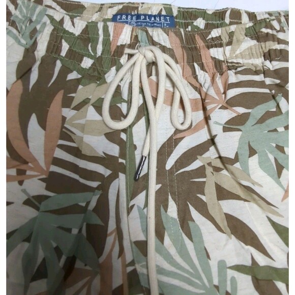 NEW Free Planet Linen  Shorts Men Medium Botanical Earth Tones Linen Blend M - Picture 3 of 9